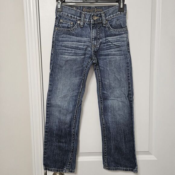 Request Premium Jeans Girls 8 (25x23) Blue Straight Leg Embroidered Boho EUC - Picture 3 of 10